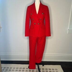 Women's Red 2 pc Suit with Gold Lion Button Accents, Size Small
